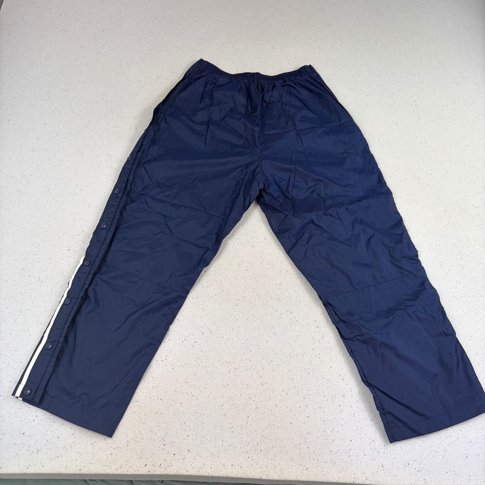 Vintage Adidas‎ Snap Track Pants Navy Blue White Tearaway Warmup Windbreaker L